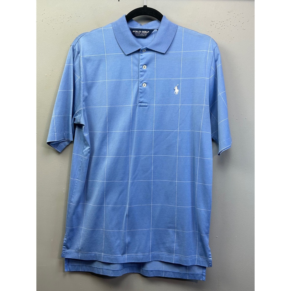 Polo Golf Ralph Lauren Polo Mens Small Blue Windowpane Check Short Sleeve